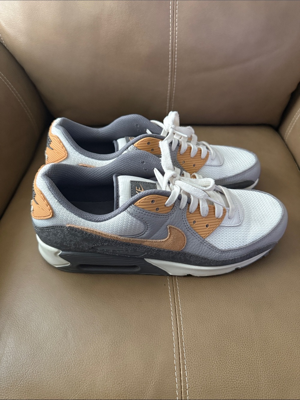 Nike Air Max Low Top Sneakers - White, Gray & Peach Accents